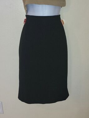 Liz Claiborne Black Pencil Skirt with Side Button Detail